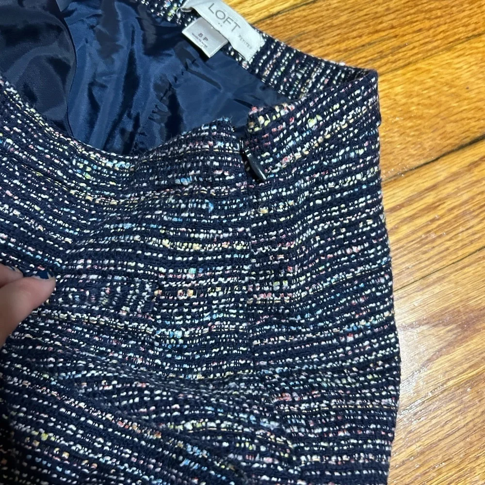 Ann Taylor LOFT Skirt Womens 8 Petite Tweed Mini Lined Faux Front Pockets
